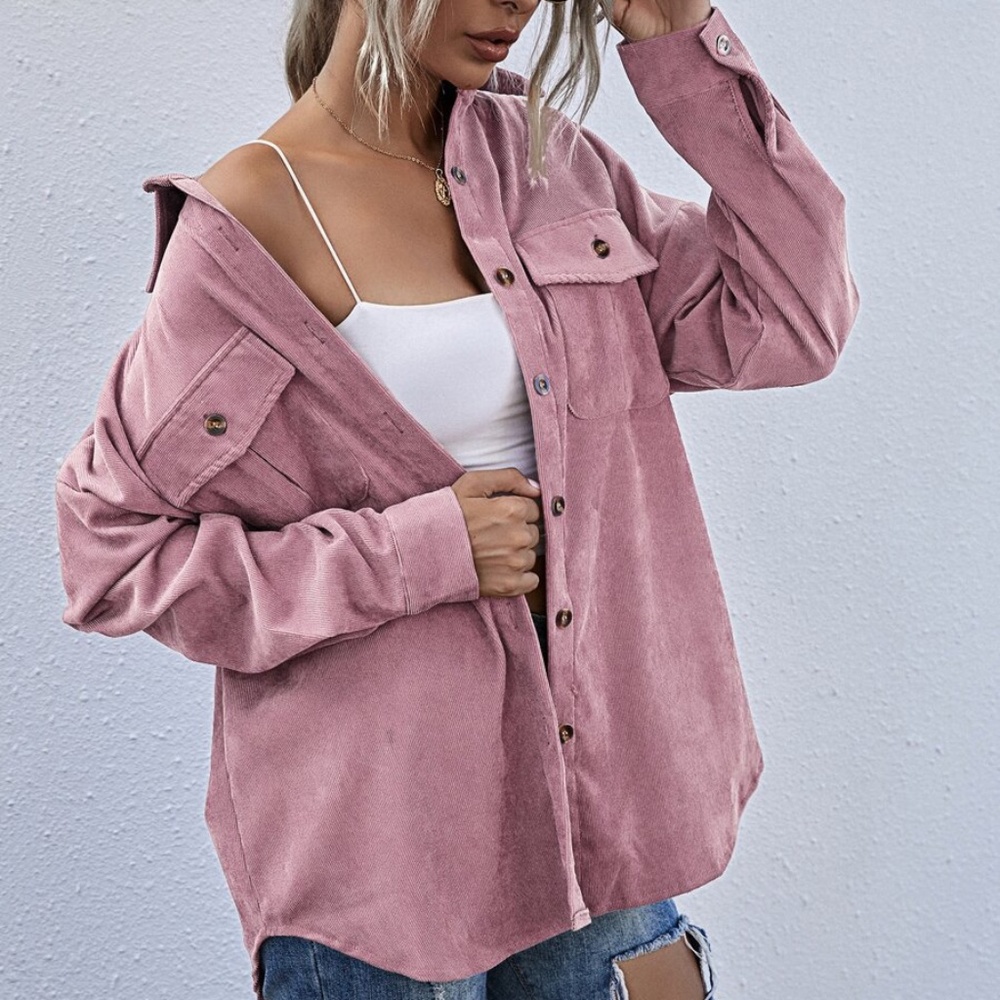 Boho Rust Button up Oversized Shacket Top - Picture 5 of 13